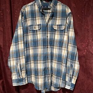 George Blue White Soft Long Sleeve Flannel